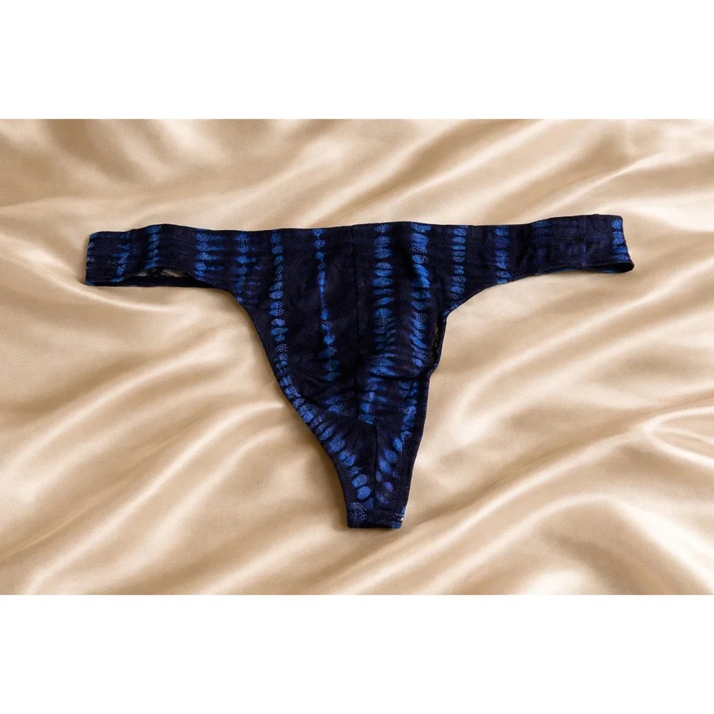 Cosabella Never Say Never Printed Lace Thong Tanga Men's Blue‎ Luxury Sexy XL